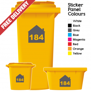 Wheelie Bin Sticker Numbers House Style (Pack Of 6)